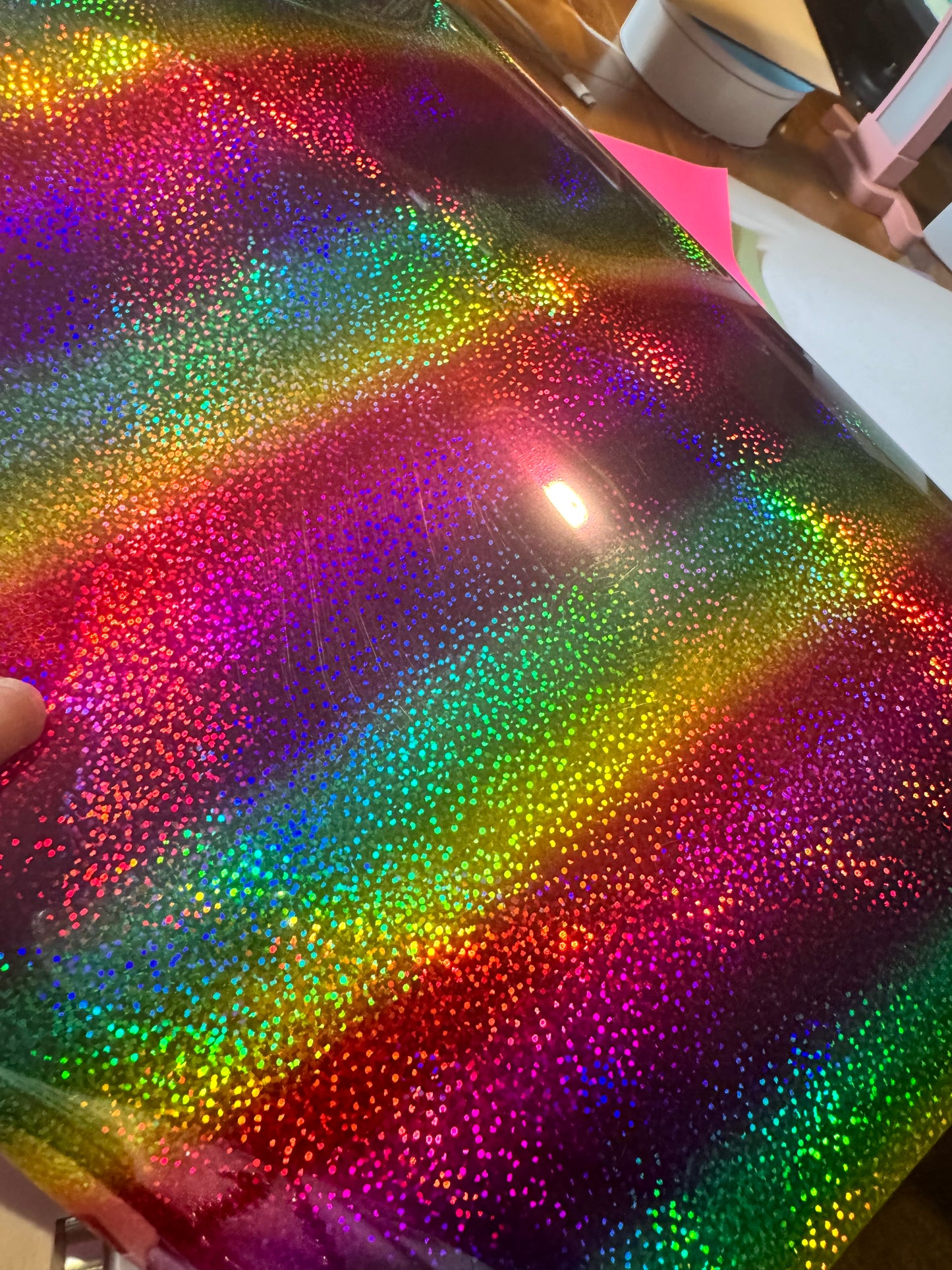 60.. Round Rainbow Holographic Vinyl Stickers for your Diamond Art pots or Trays