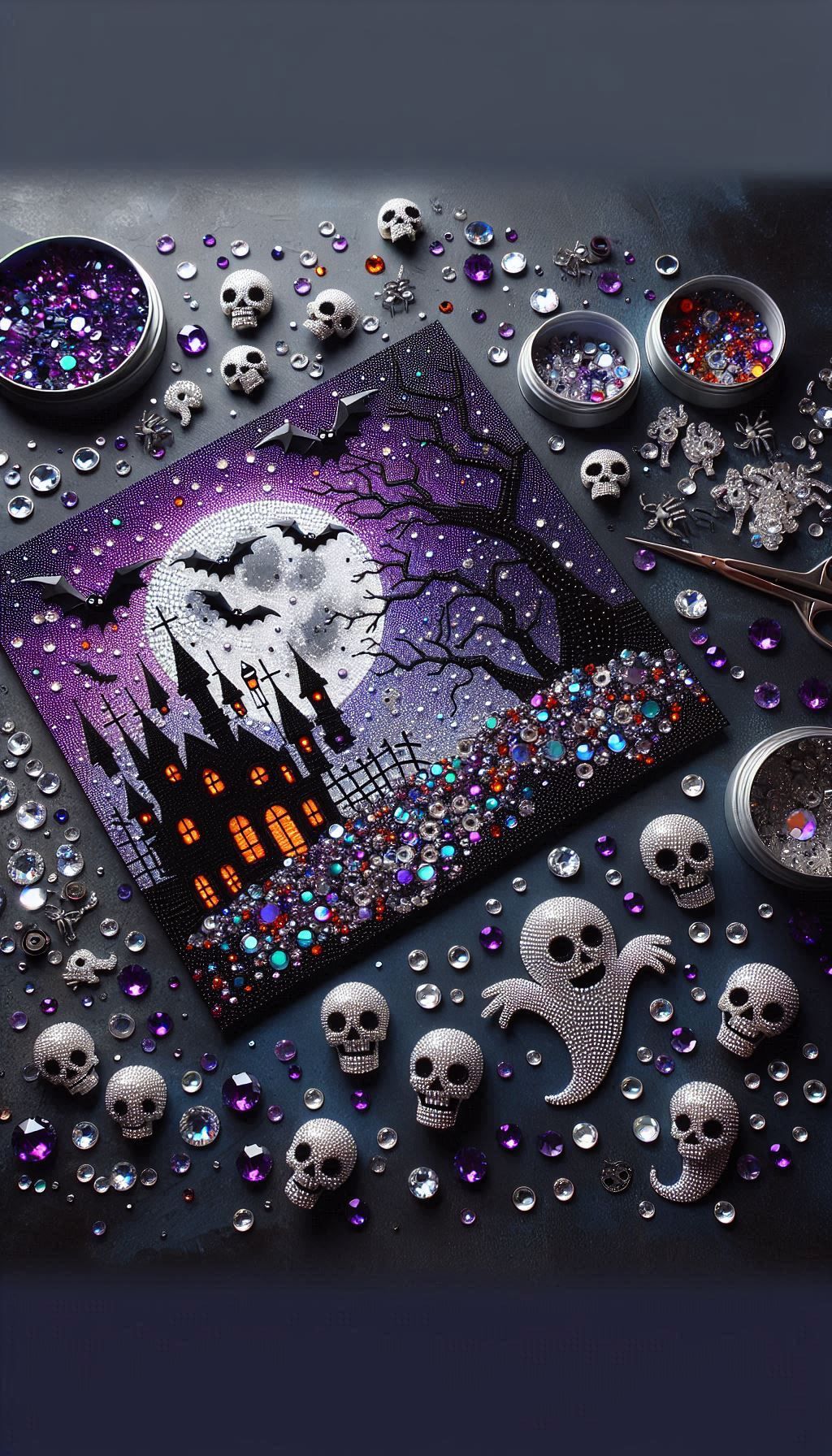 Release Paper, Halloween Castle & Bats, 24 sections 6x4, Sam Vangeen Collection