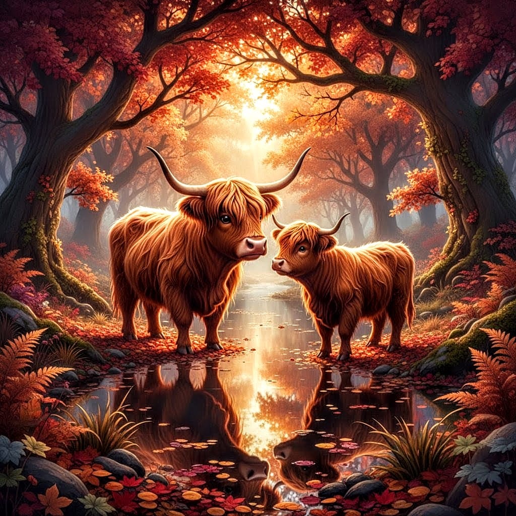 Release Paper, Golden Moments, featuring Highland Cows, 24 sections 6x4, with choice of Overlay