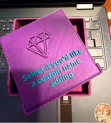 Add this item if you'd like to add a custom name to your 3d printed Release Paper Box & Name Tags