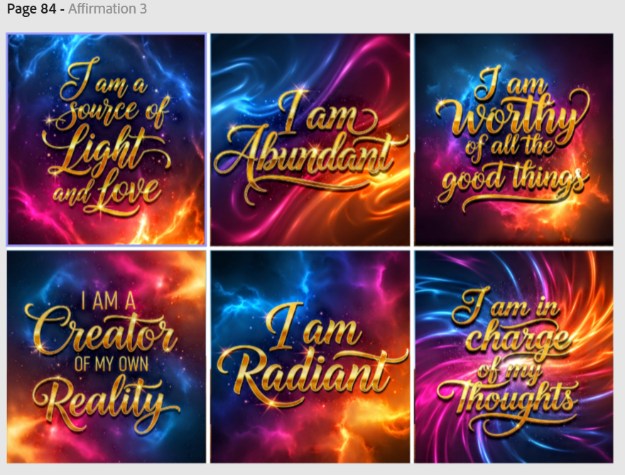 Release Paper, Daily Affirmations, 24 4x4, choice of Overlay