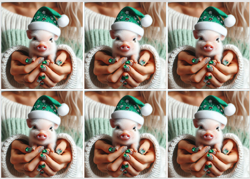 Christmas Release Paper Piggie, 24 sections 4x4, by Sam Vangeen, with Spots Overlay