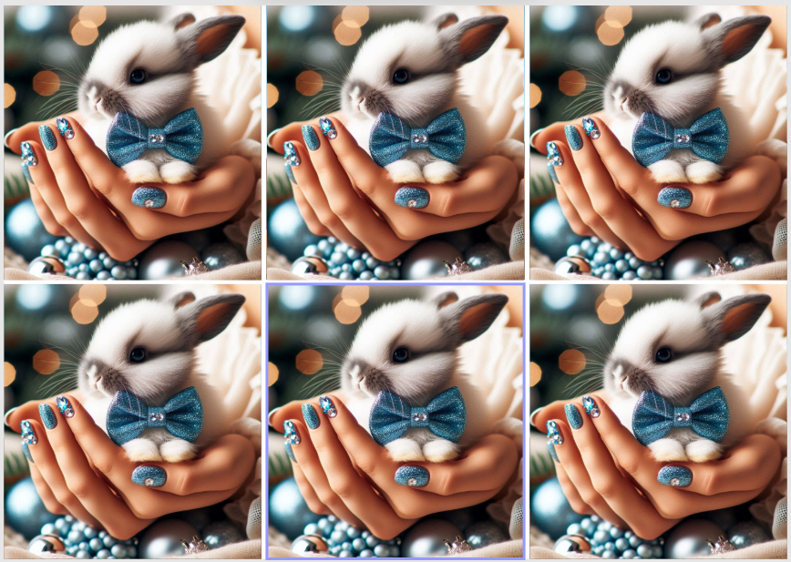 Christmas Release Paper Bunny, 24 sections 4x4, by Sam Vangeen, with Spots overlay