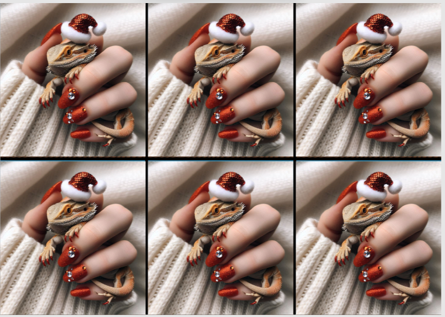 Christmas Release Paper Bearded Dragon, 24 sections 4x4, by Sam Vangeen, with Spots Overlay