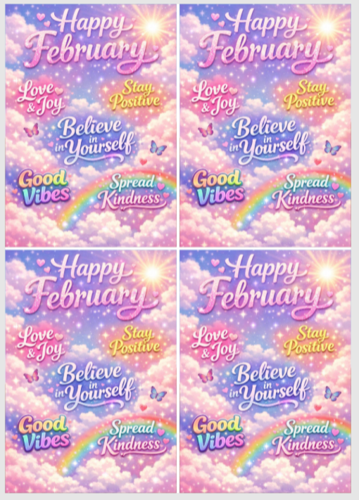 Sam Vangeen February Affirmations Release Paper 6x4 24 sections with added overlay
