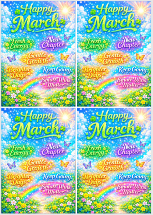Sam Vangeen March Affirmations 6x4 24 sections with added Overlay