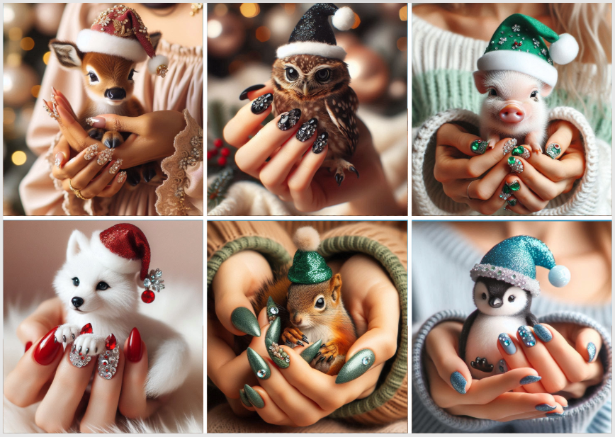 Christmas Release Paper, Mix of animals, Sam Vangeen Collection, 24 sections 4x3 3/4inches, Spots Overlay