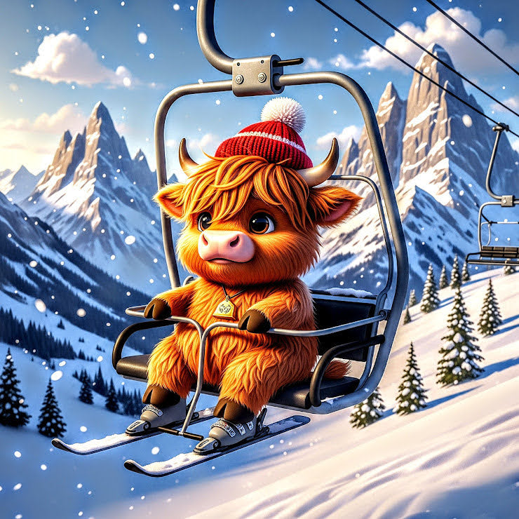 Release Paper, Highland Cow, 24 sections, 4x4, choice of Overlay