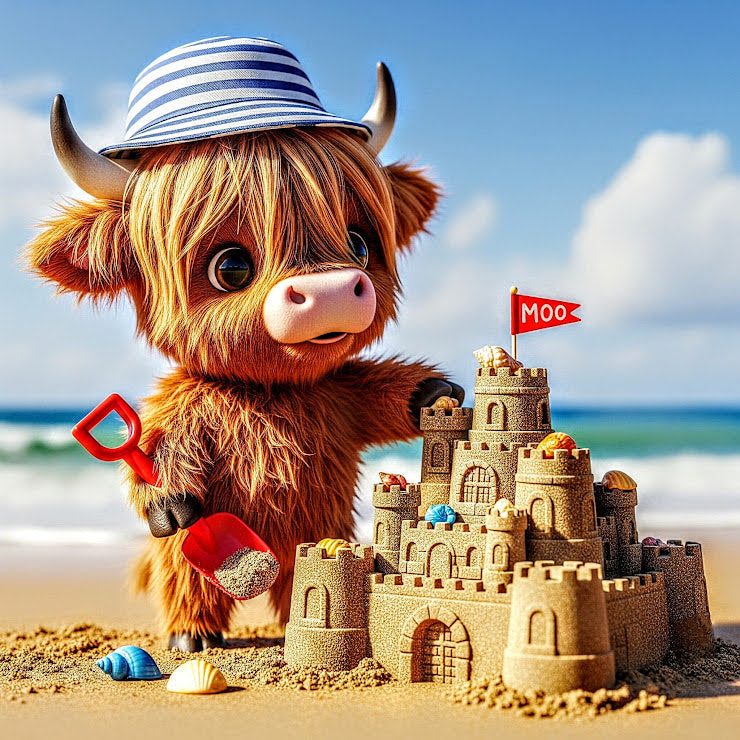 Release Paper, Highland Cow, 24 sections, 4x4, choice of Overlay
