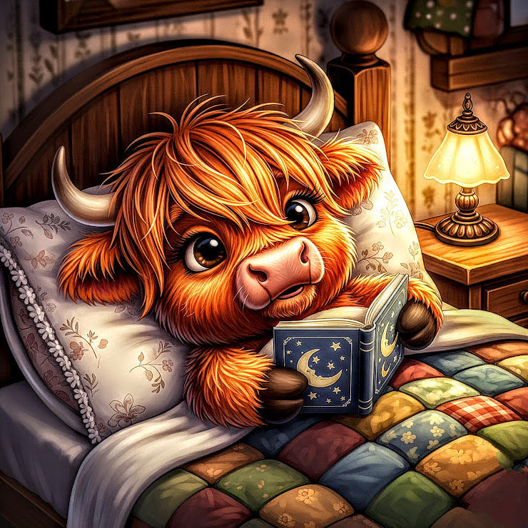 Release Paper, Highland Cow, 24 sections, 4x4, choice of Overlay
