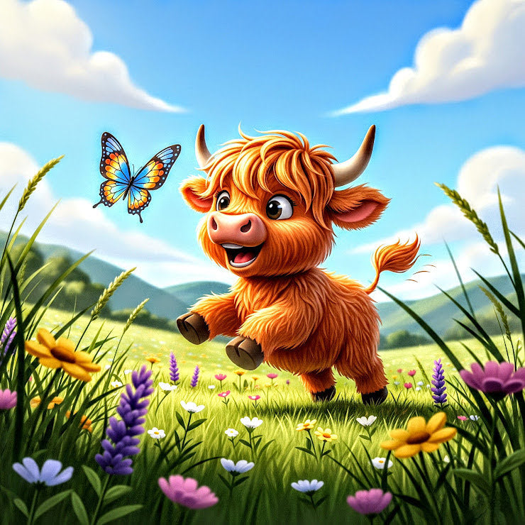 Release Paper, Highland Cow, 24 sections, 4x4, choice of Overlay