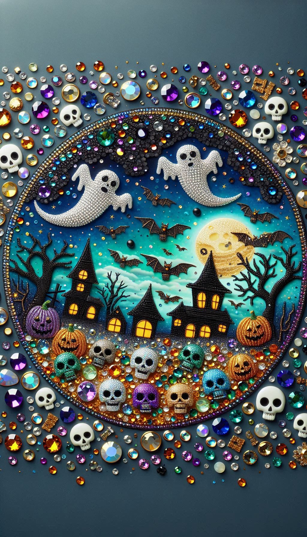 Release Paper, Halloween Ghosts, Bats & Skulls, 24 sections 6x4, Sam Vangeen Collection