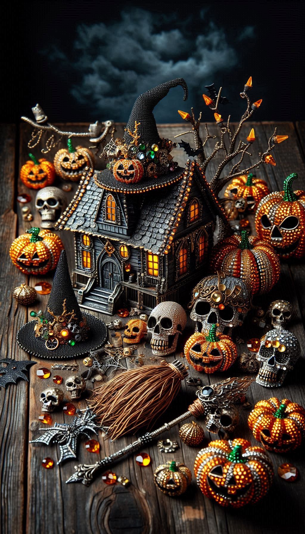 Release Paper, Halloween Broom Sticks & Pumpkins, 24 sections 6x4, Sam Vangeen Collection