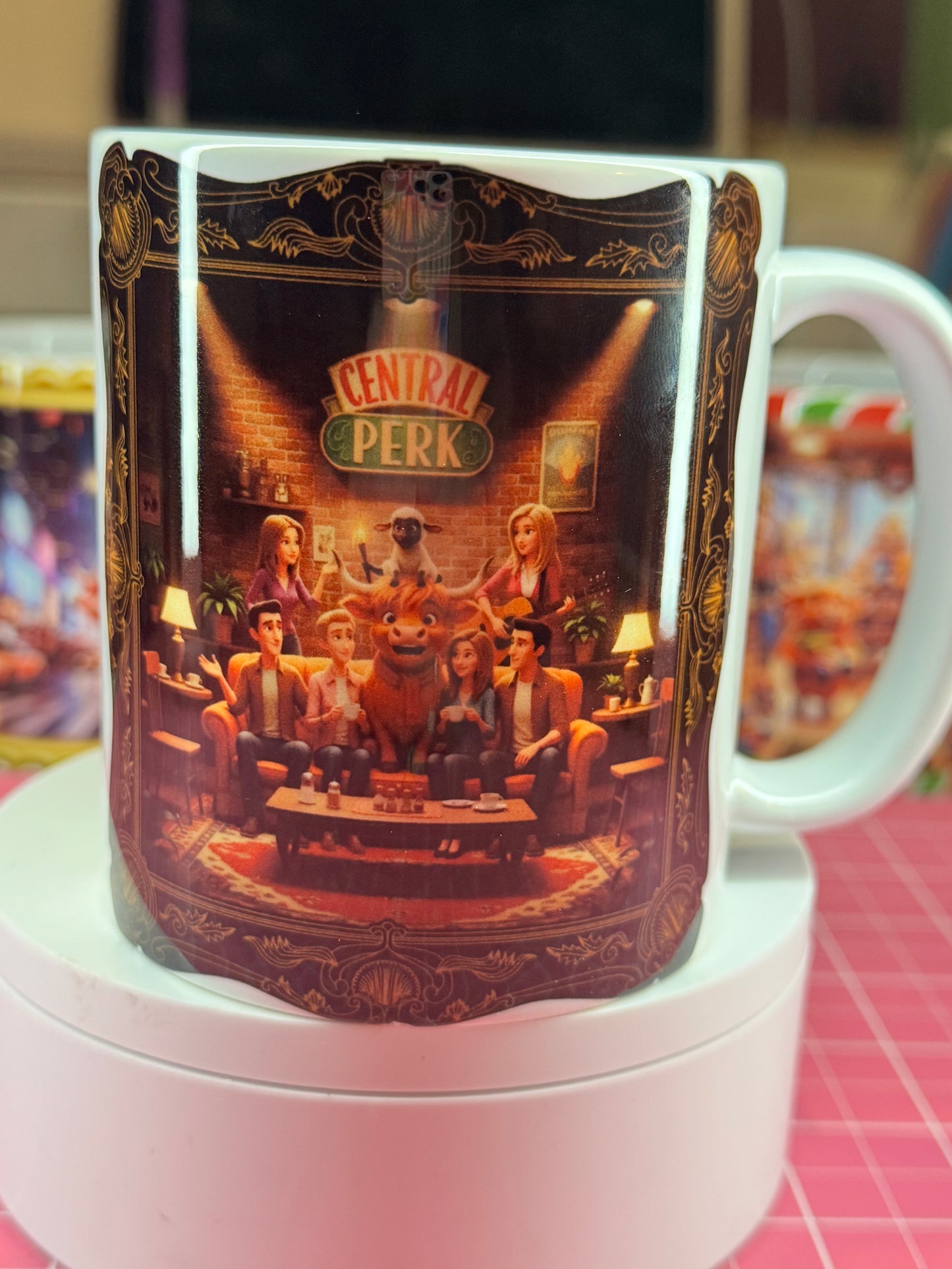 Buddy & Snowball Friends Inspired Mug, Highland Cow & Lamb, 11oz