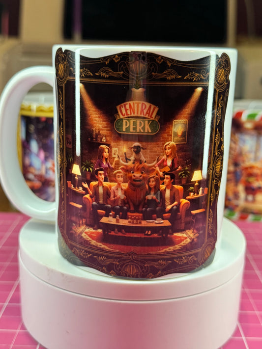 Buddy & Snowball Friends Inspired Mug, Highland Cow & Lamb, 11oz