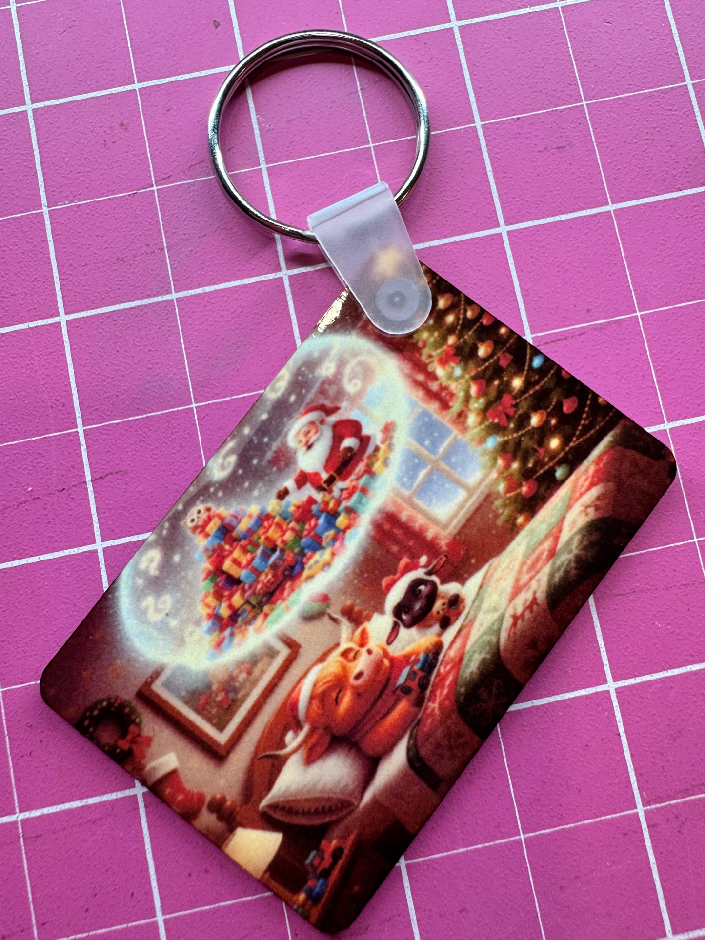 Buddy & Snowball Christmas Morning, Highland Cow & Snowball Key Ring