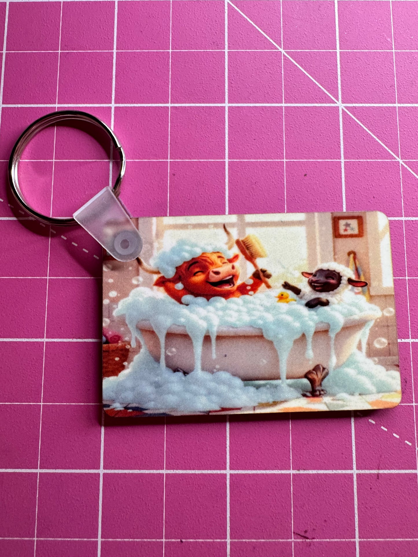 Buddy & Snowball, Bathtime Fun, Keyrings, Highland Cow & Lamb