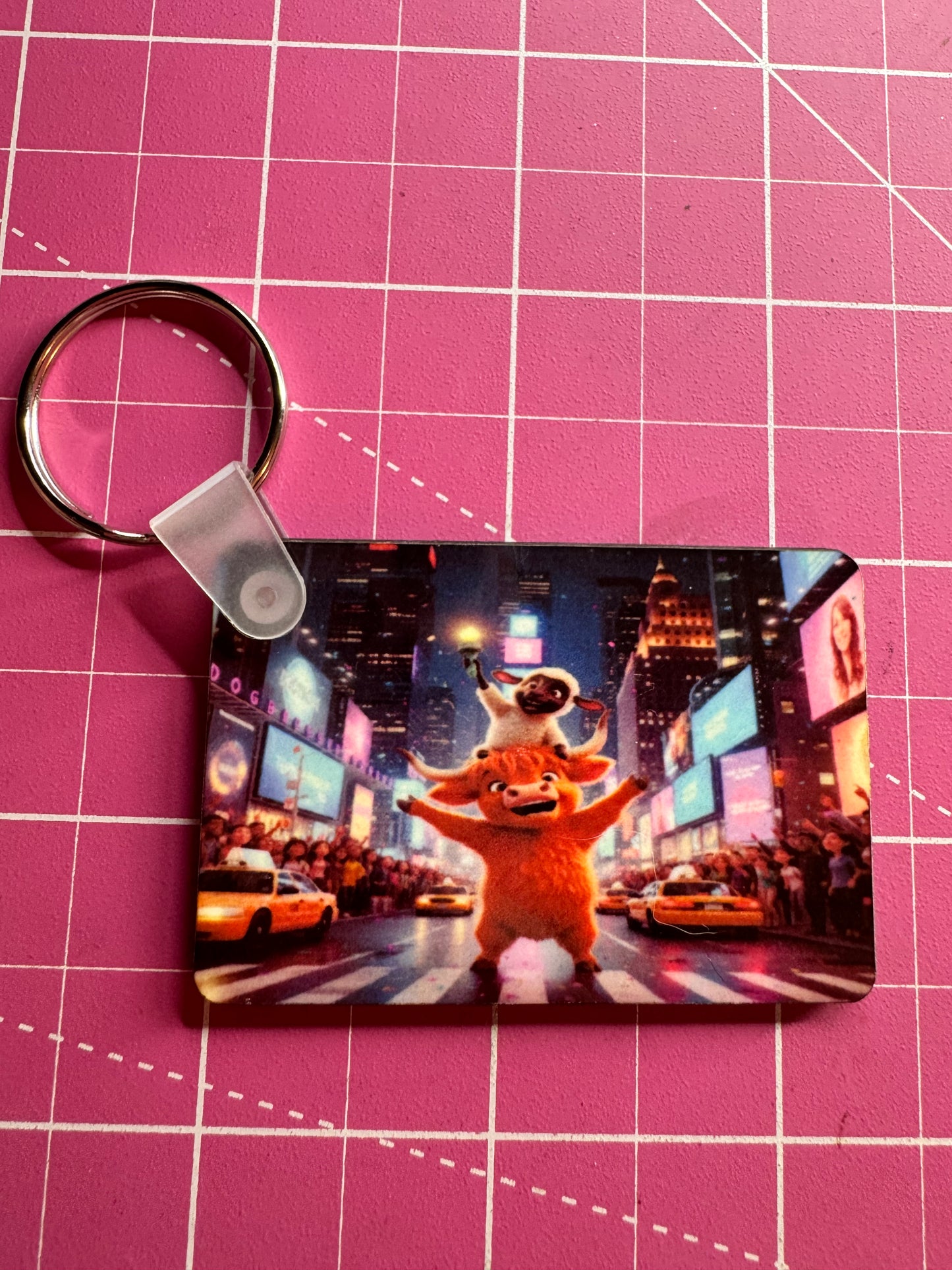 Buddy & Snowball Time Square Keyrings, Highland Cow & Lamb