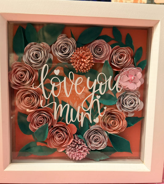 Beautiful handmade Floral Mothers Day Shadow Box Display