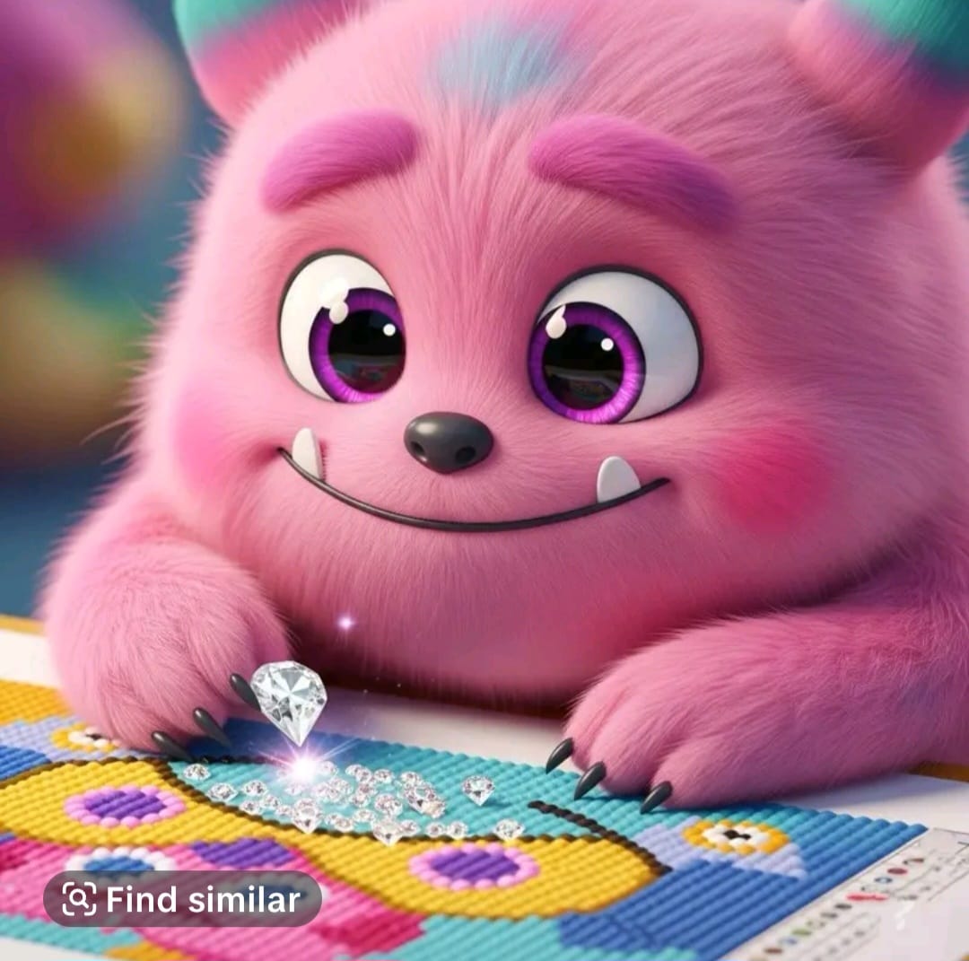 Release Paper, Pinky Fluffy Monster, 24 sections, 4x4, choice of Overlay