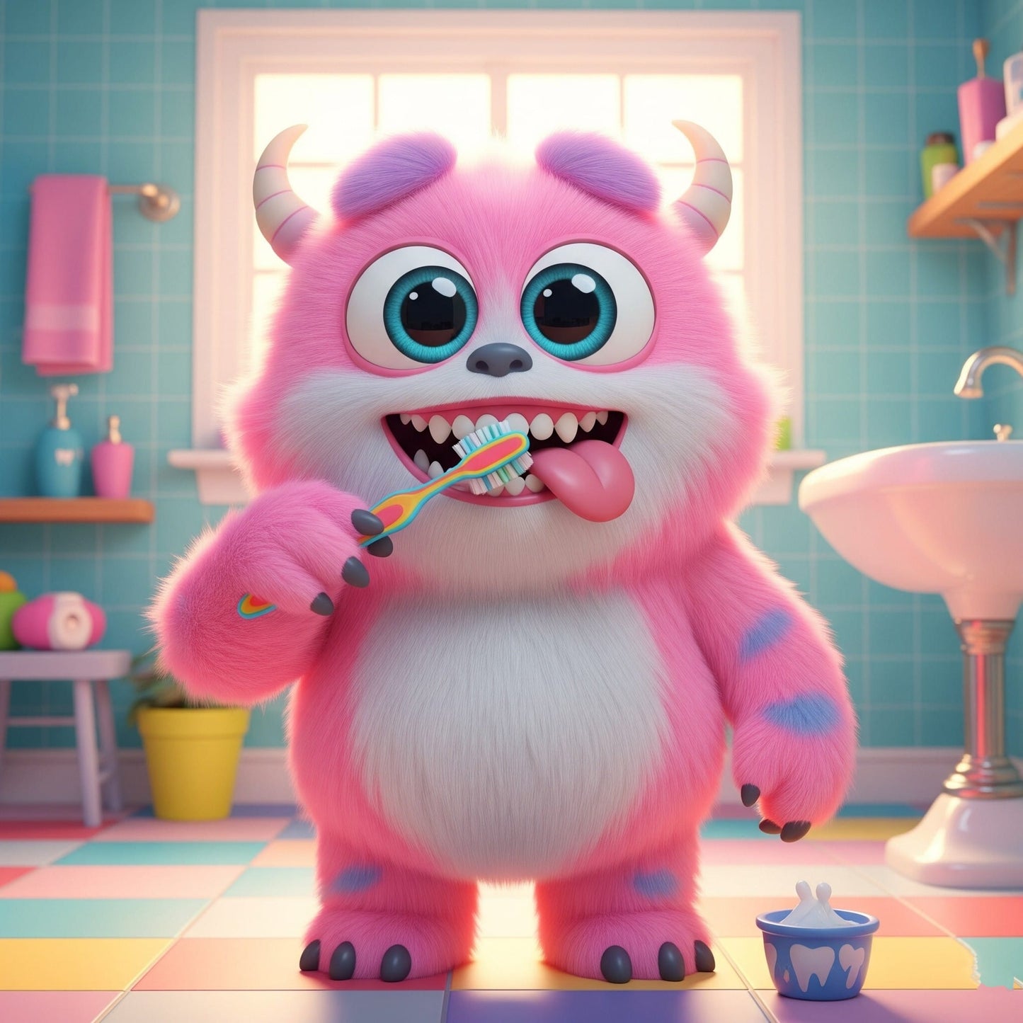 Release Paper, Pinky Fluffy Monster, 24 sections, 4x4, choice of Overlay