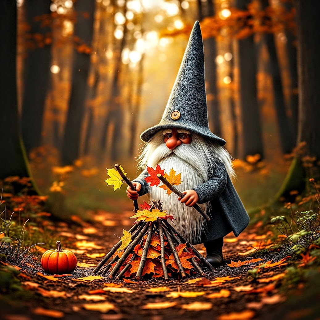 Release Paper, Autumn Gnomes, 4x4, 24 sections, choice of Overlay