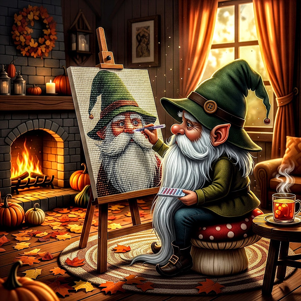 Release Paper, Autumn Gnomes, 4x4, 24 sections, choice of Overlay