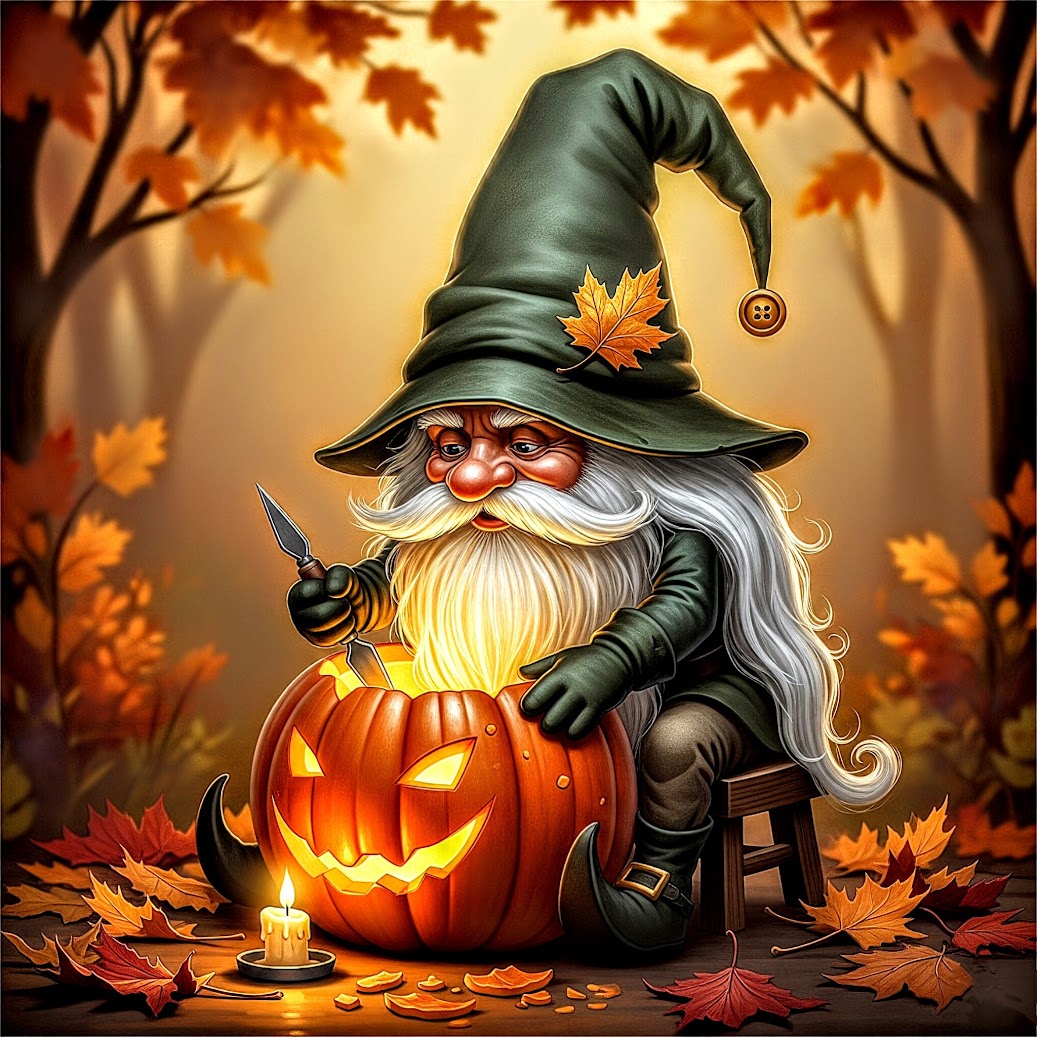 Release Paper, Autumn Gnomes, 4x4, 24 sections, choice of Overlay