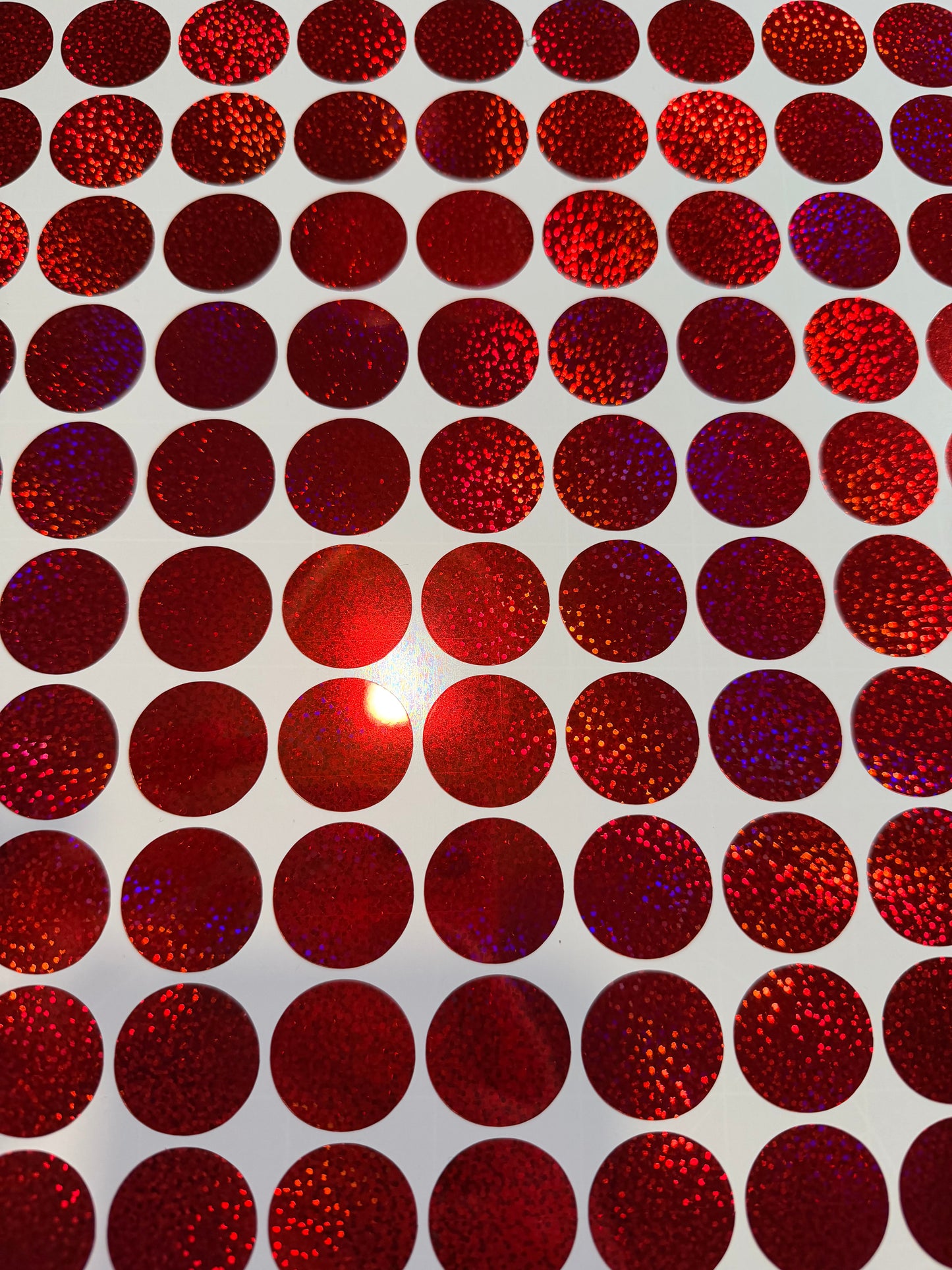 Red Holograpic Round Vinyl Stickers X50