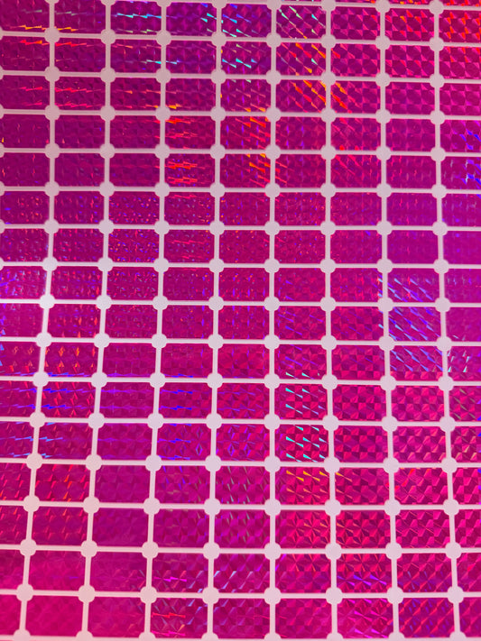 Holographic Pink Rectangle Vinyl Stickers X60