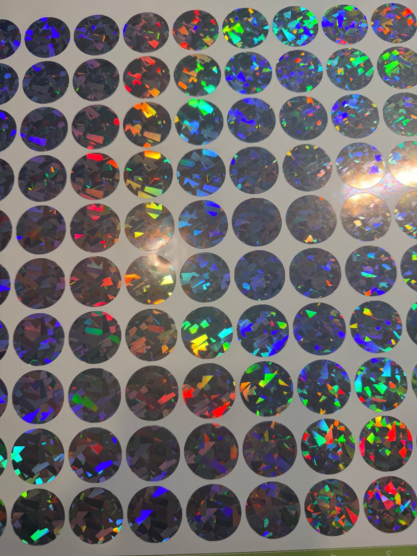 Holographic Silver Broken Glass Round Vinyl Stickers X50
