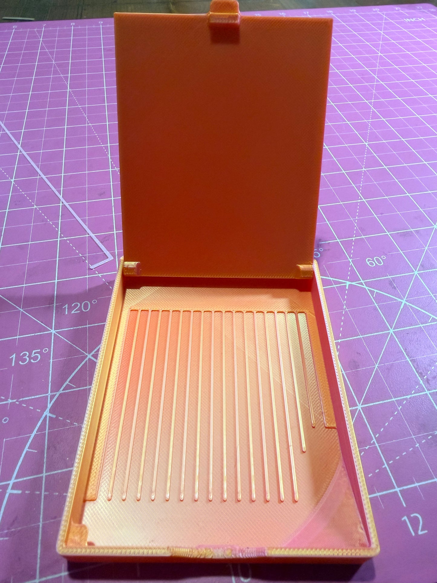 Burnt orange 3d printed flip tray, size 4x3 inches