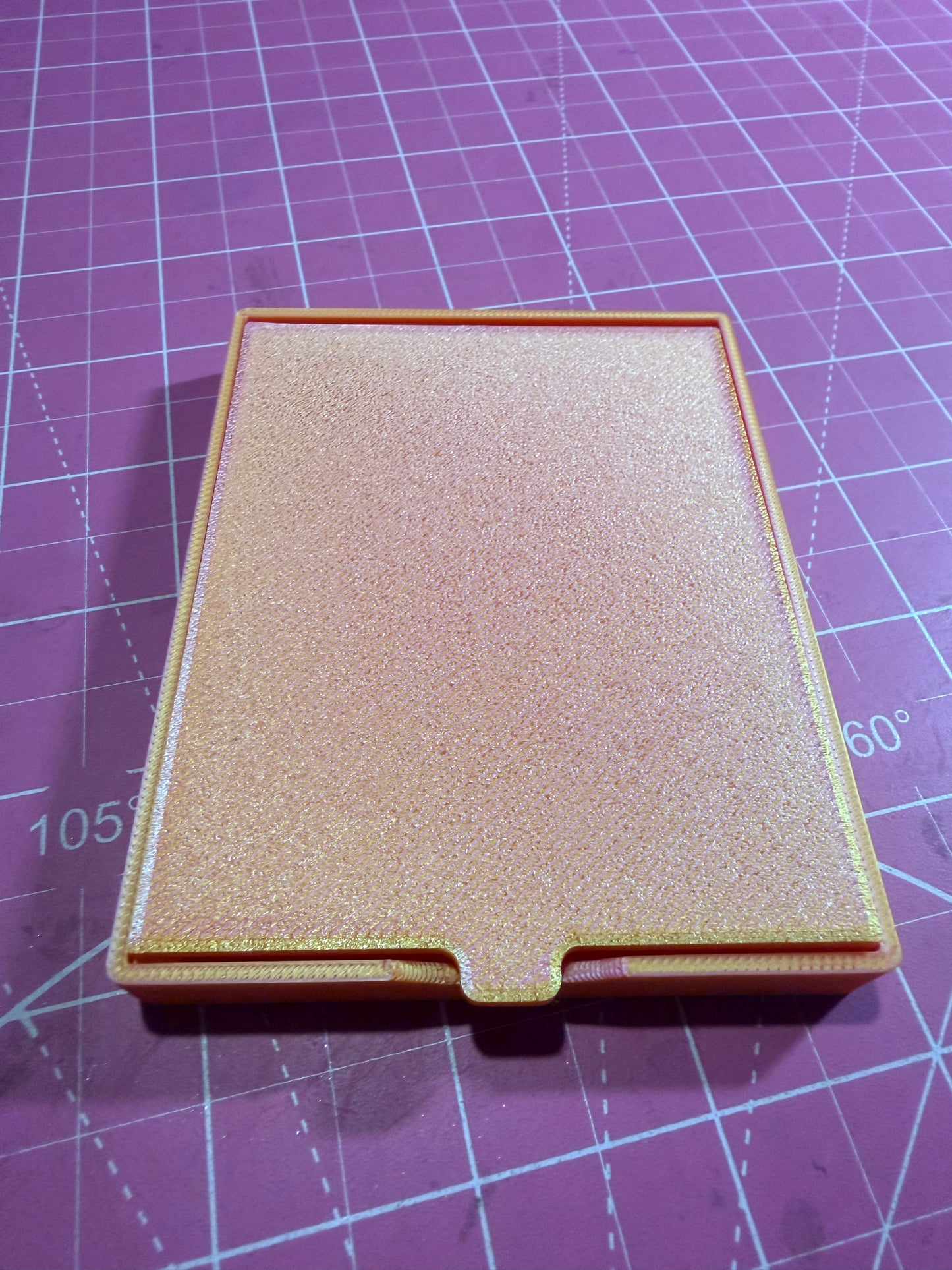Burnt orange 3d printed flip tray, size 4x3 inches