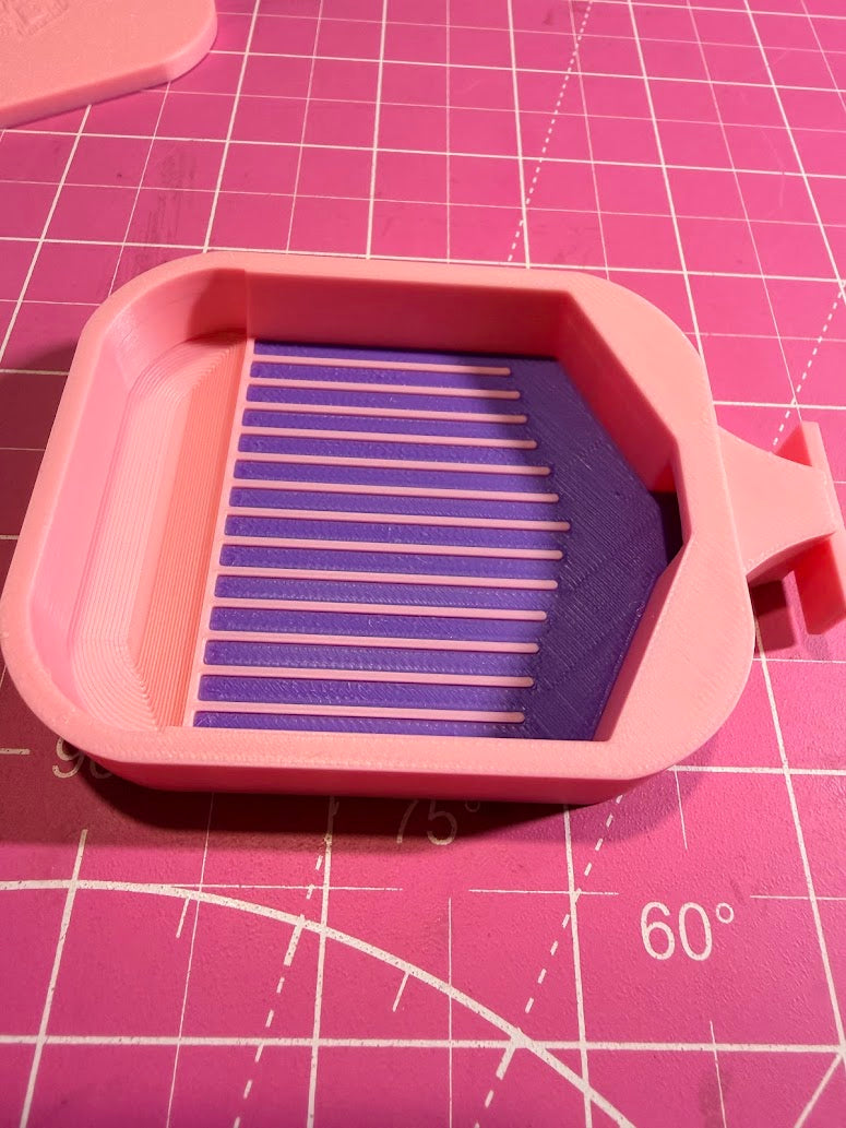 Cute compact Pink and Purple Tray with sunken well, 3d printed 3x2 1/2
