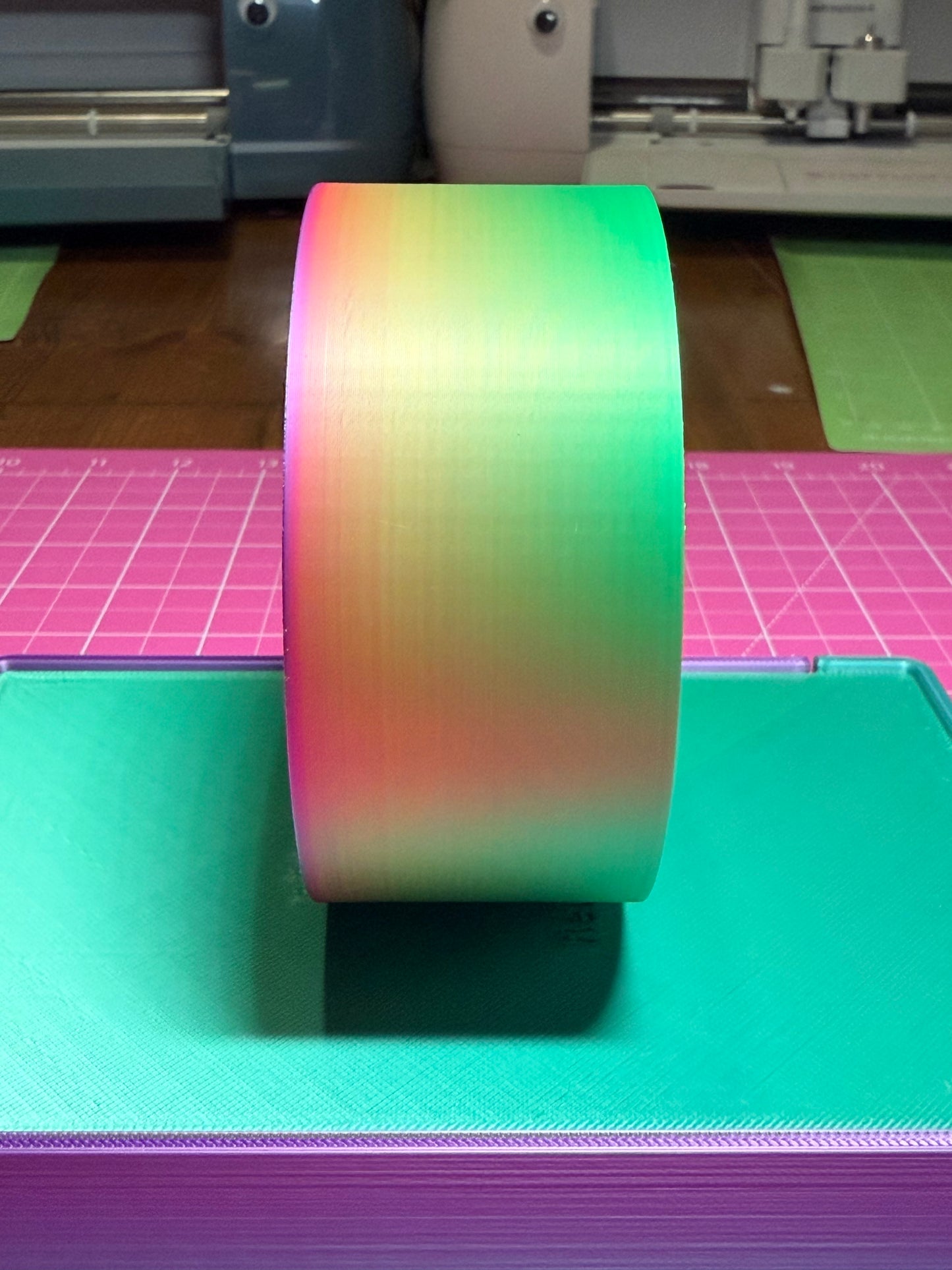 Large 80mm 3d printed Diamond Art canvas Bangle in Dark Rainbow