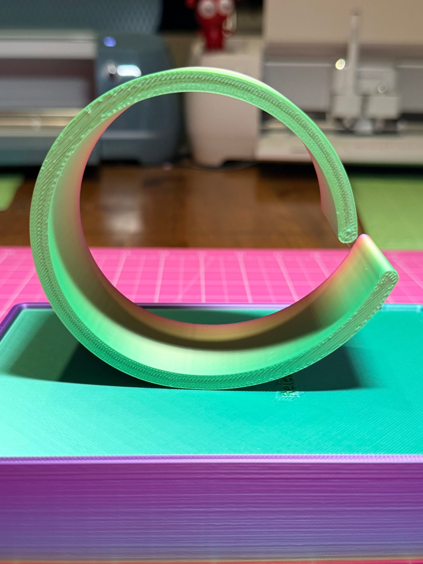Large 80mm 3d printed Diamond Art canvas Bangle in Dark Rainbow