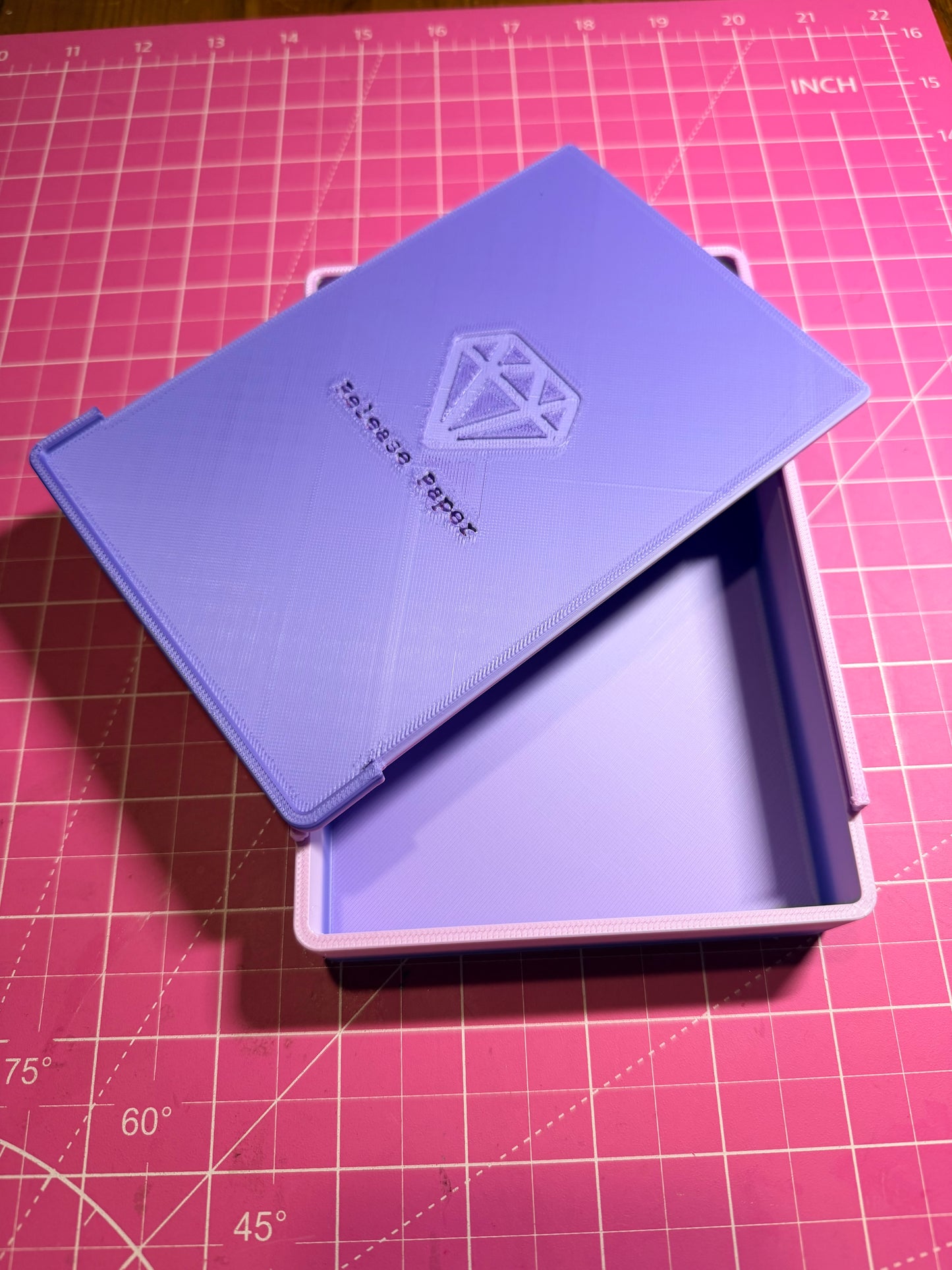 3d Printed Release Paper Box, Purple & Pinks Rainbow Filament