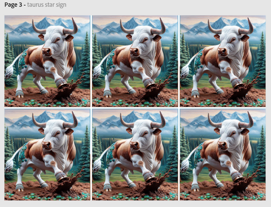 Release Paper, Taurus Horoscope, 4x4 sections, Sam Vangeens Collection