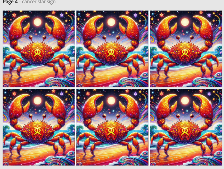 Release Paper, Cancer Horoscope, 4x4 sections, Sam Vangeen Collection