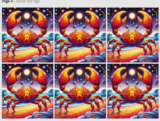 Release Paper, Cancer Horoscope, 4x4 sections, Sam Vangeen Collection