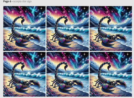 Release Paper, Scorpio Horoscope, 4x4 sections, Sam Vangeen Collection