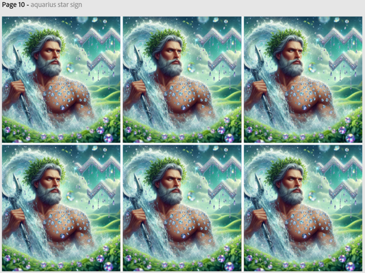 Release Paper, Aquarius Horoscope, 4x4 sections, Sam Vangeen Collection