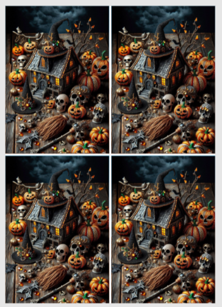 Release Paper, Halloween Broom Sticks & Pumpkins, 24 sections 6x4, Sam Vangeen Collection