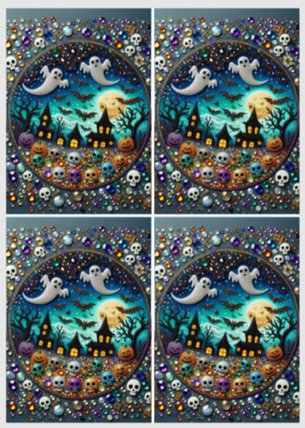 Release Paper, Halloween Ghosts, Bats & Skulls, 24 sections 6x4, Sam Vangeen Collection