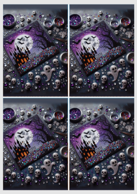 Release Paper, Halloween Castle & Bats, 24 sections 6x4, Sam Vangeen Collection