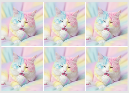 Release Paper, 24 4x4 sections, Pastel Pussy Cat, with choice of overlay