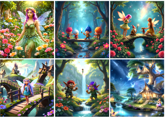 Release Paper, Beautiful Fairies & Trolls, 24 sections 4x4, with choice of Overlay