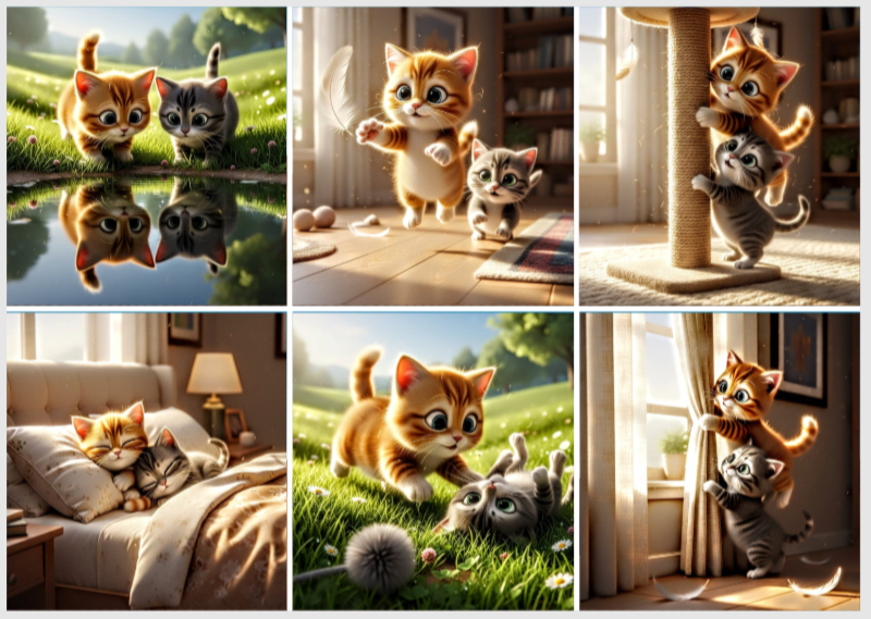 Release Paper, Playful Cats, 24 sections 4x4, including Overlay