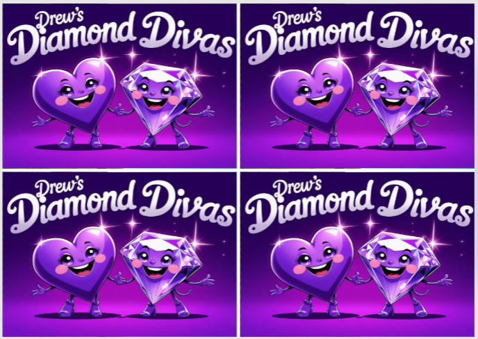 Release Paper, Tiktok Drews Diamond Divas, 24 6x4 sections, with Stars Overlay
