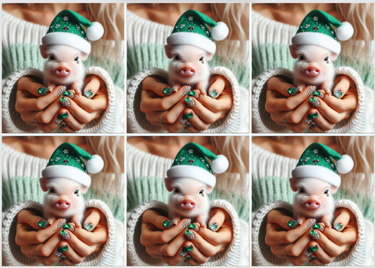 Christmas Release Paper Piggie, 24 sections 4x4, by Sam Vangeen, with Spots Overlay